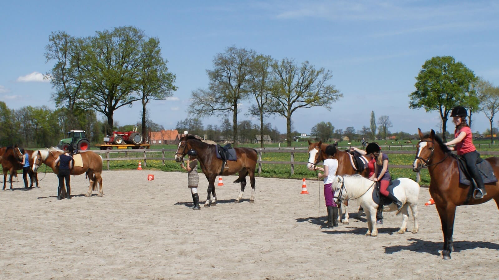 Rijles in de buitenbak van Manege De Burght